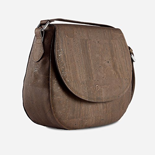 Corkor Veganer Schultertasche Böhmischen Umhängetasche Damen Geldbeutel Handtasche Natur-Leder Natur - Saddle Bag - Beuteltasche aus Veganem Leder Braun - 3