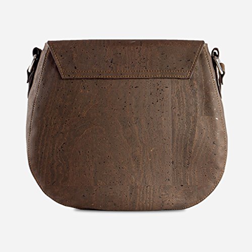 Corkor Veganer Schultertasche Böhmischen Umhängetasche Damen Geldbeutel Handtasche Natur-Leder Natur - Saddle Bag - Beuteltasche aus Veganem Leder Braun - 5