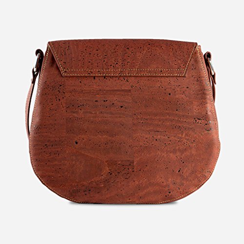 Corkor Veganer Schultertasche Böhmischen Umhängetasche Damen Geldbeutel Handtasche Natur-Leder Natur - Saddle Bag - Beuteltasche aus Veganem Leder Rot - 4