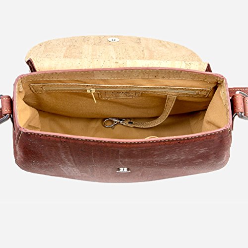 Corkor Veganer Schultertasche Böhmischen Umhängetasche Damen Geldbeutel Handtasche Natur-Leder Natur - Saddle Bag - Beuteltasche aus Veganem Leder Rot - 5