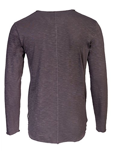 TREVOR'S KJELL Herren Langarmshirt mit Rundhalsausschnitt, Knopfleiste und Leinenstruktur aus 100% Baumwolle - soziale fair trade Kleidung, Mode vegan und nachhaltig Color loft, Size L - 2