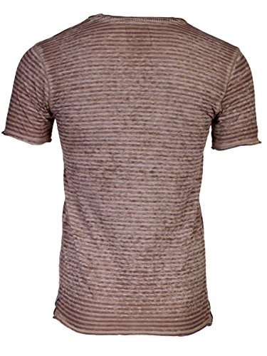 TREVOR'S ISMAEL Herren T-Shirt mit V-Ausschnitt und Streifen aus Baumwolle und Polyester - soziale fair trade Kleidung, Mode vegan und nachhaltig Color dark-sand, Size S - 2
