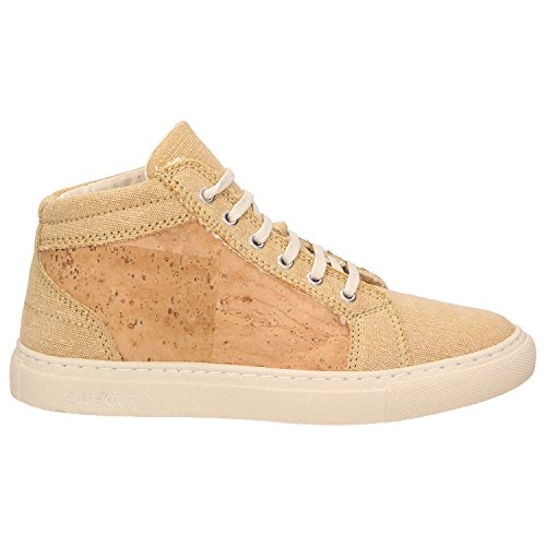 ZWEIGUT® -Hamburg- echt #403 Damen High-Top Kork Sneaker vegan Schuhe mit Canvas und recycelter Sohle, Schuhgröße:39, Farbe:sand-kork - 2