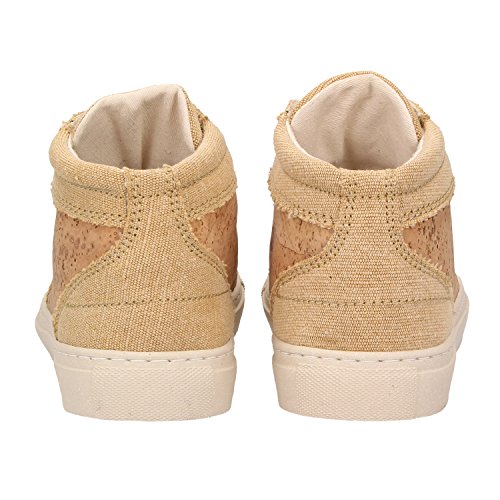 ZWEIGUT® -Hamburg- echt #403 Damen High-Top Kork Sneaker vegan Schuhe mit Canvas und recycelter Sohle, Schuhgröße:39, Farbe:sand-kork - 4