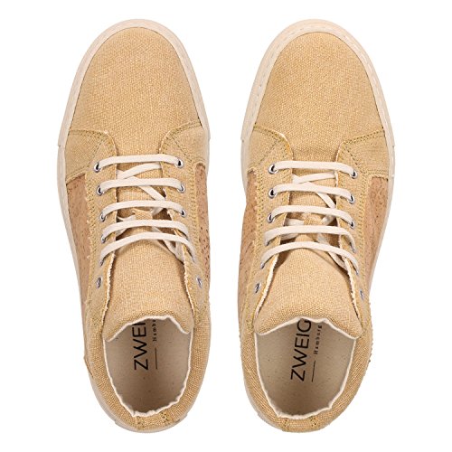 ZWEIGUT® -Hamburg- echt #403 Damen High-Top Kork Sneaker vegan Schuhe mit Canvas und recycelter Sohle, Schuhgröße:39, Farbe:sand-kork - 5