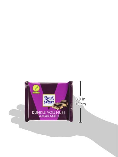 RITTER SPORT Dunkle Voll-Nuss Amaranth (10 x 100 g), Vegane Schokolade, mit ganzen Haselnüssen und Amaranth verfeinert, Halbbitterschokolade - 6