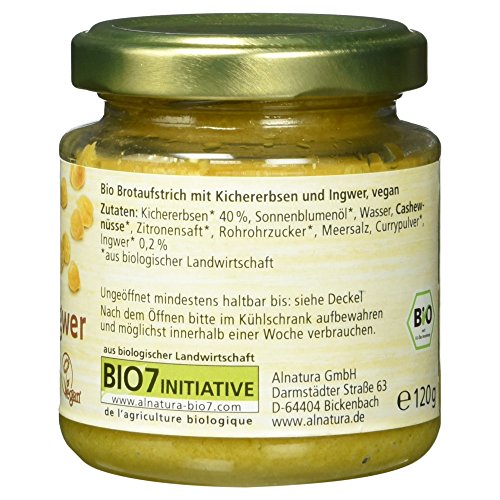 Alnatura Bio Brotaufstrich Kichererbse mit Ingwer, vegan, 6er Pack (6 x 120 g) - 5