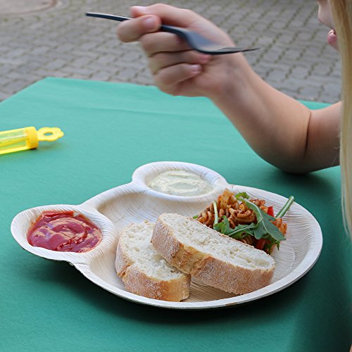 greenbox 144x Einweg Kinderteller aus Palmblatt | Bärchenteller, Kindergeschirr | als Geburtstagsteller, Partyteller | Ohren als Dipschälchen | 22x24cm | 100% biologisch, kompostierbar - 4
