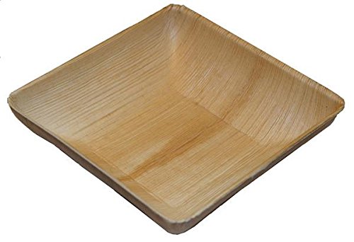 Simplyleaf SLBO07A-25P quadratische Palmblatt Schalen randvoll, 800 ml (25-er Pack) - 2