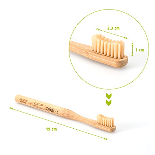 Nature Nerds – Bambus Zahnbürste im Set (4er Pack) ♻ Griff und Verpackung zu 100 % aus nachhaltig angebauten Bambus und zu 100% biologisch abbaubar, 100% Vegan, 100% BPA-frei /// Härtegrad: Mittel, nachhaltige Hand Zahnbürste //// Artwork Laserprint - 2
