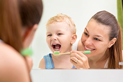 Weiche Bambus-Zahnbürste für Kinder | 4er Pack GRÜN | Für eine schönere und bessere Welt! - 5