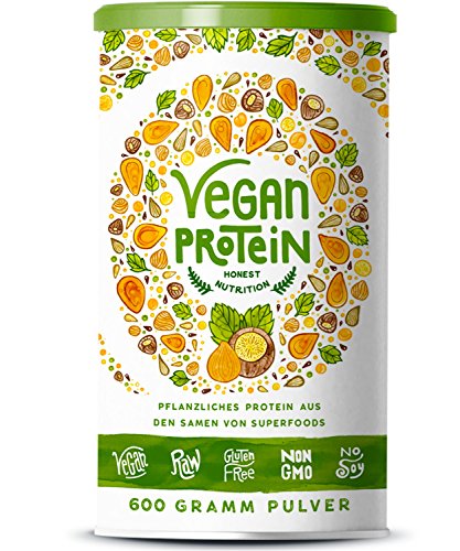 Vegan Protein (Haselnuss) -  600 Gramm Pulver mit natürlichem Haselnuss Geschmack