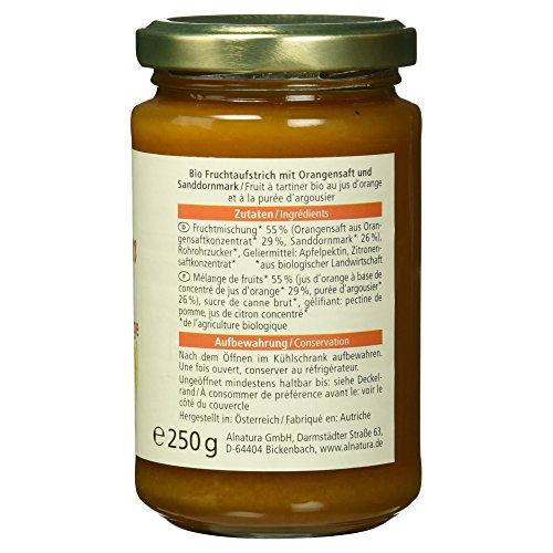 Alnatura Bio Fruchtaufstrich Sanddorn-Orange, vegan, 6er Pack (6 x 250 g) - 4