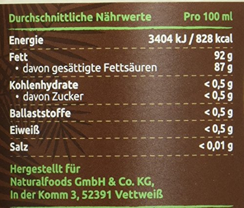 PureBIO Kokosöl nativ und kaltgepresst – 1 Liter - 2