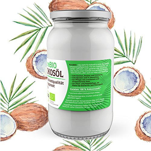 PureBIO Kokosöl 1.000 ml (1L) für HAARE, HAUT und zum KOCHEN - Kokosöl bio, nativ und kaltgepresst - 3