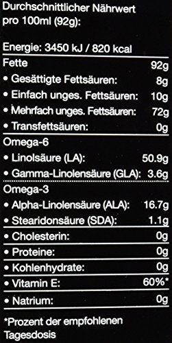 Hochwertiges Hanföl 500ml - kalt gepresst - 100 Prozent Bio - Optimales Omega-3 und Omega-6 Verhältnis - 2