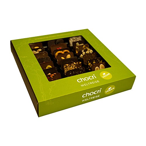 chocri - Vegane Schokoladen-Weltreise, 24 Mini-Tafeln mit veganen Zutaten