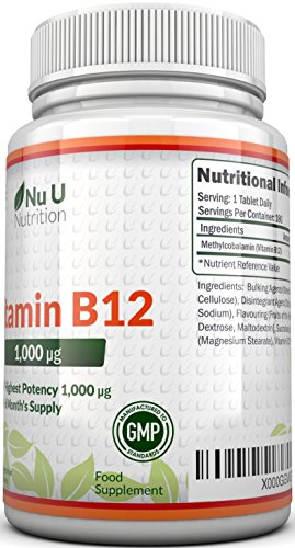 Vitamin B12 Methylcobalamin 1000 mcg - 6-Monats-Versorgung - 180 Tabletten - Nahrungsergänzungsmittel von Nu U Nutrition - 2