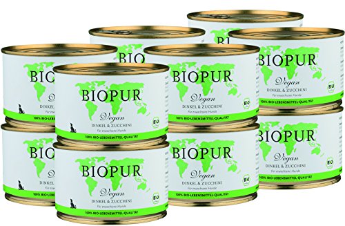 BIOPUR Vegan, Dinkel & Zucchini für Hunde - 12 x 400g