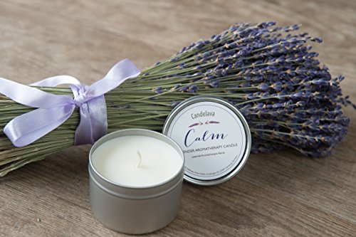 Lavendel Bio Aromatherapie Soja Kerze in Dose Sojawachs mit echtem ätherischen Lavendel Geschenk Travel Kerze 15 Std. Brenndauer - 3