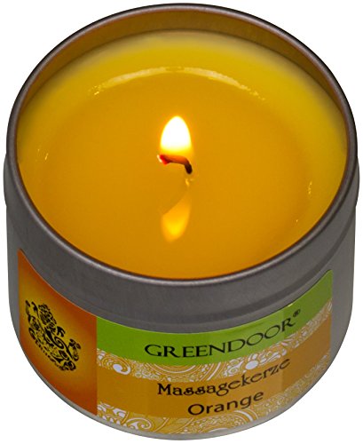 Greendoor BIO Massagekerze Orange, 100 ml - BIO Sojawachs & BIO Babassuöl, natur-reines Orangen-Öl - vegan, rußt nicht, keine Tierversuche - besonderes Geschenk, Massageöl Massage Öl - 3