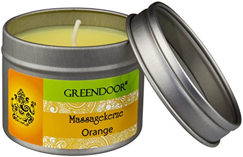 Greendoor BIO Massagekerze Orange, 100 ml - BIO Sojawachs & BIO Babassuöl, natur-reines Orangen-Öl - vegan, rußt nicht, keine Tierversuche - besonderes Geschenk, Massageöl Massage Öl - 4