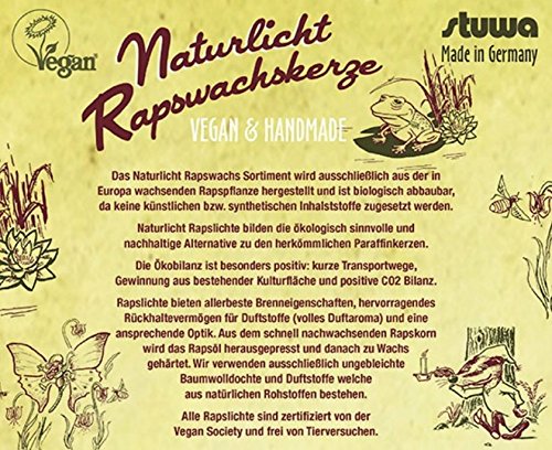 Stuwa Naturlicht Kerzen aus Rapswachs, 2er Set, 10,5 cm hoch, vegan - 2