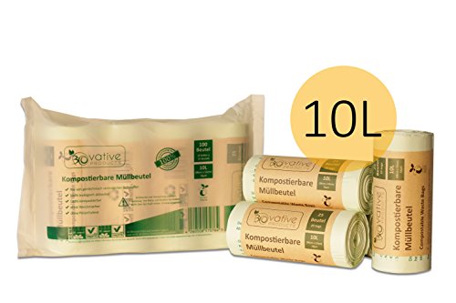 Kompostierbare Bio-Müllbeutel 10 Liter - reissfeste & auslaufsichere Bio-Beutel - 100 Stk.