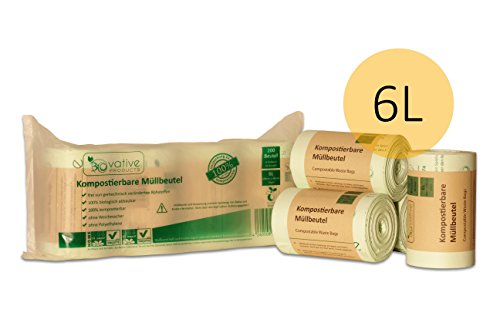 Kompostierbare Bio-Müllbeutel 6 Liter - reissfeste und auslaufsichere Bio-Beutel - 200 Stk.