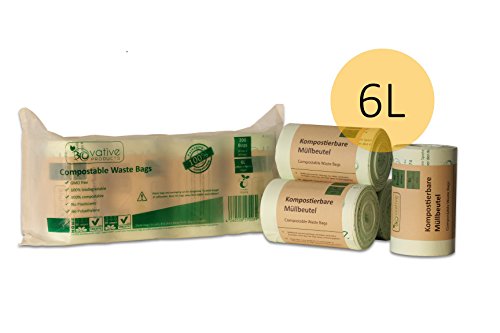 Kompostierbare Bio-Müllbeutel 6 Liter - 200 Stk. reissfeste und auslaufsichere Bio-Beutel - 100% kompostierbar und biologisch abbaubar - 6l Bio-Müllsäcke für Ihre Biotonne & Kompost - 5