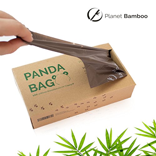 Planet Bamboo: Kompostierbare Bio-Müllbeutel (7 bis 10 L mit Tragegriff | 100 Stück | Braun) 100% kompostierbar nach EN 13432 - 4