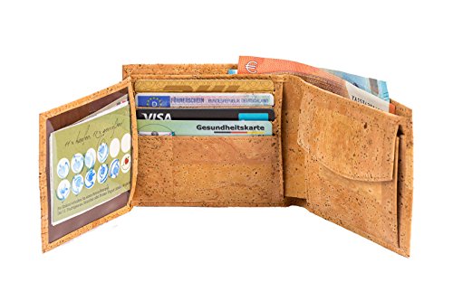 Kork-Geldbörse, veganes Portemonnaie mit Münzfach & Sichtfach, nachhaltiger Designer-Geldbeutel 