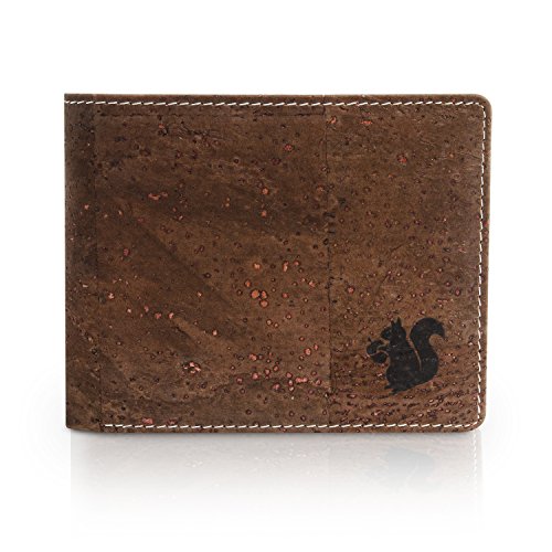 ACHERLA - veganes Herren-Portemonnaie aus Kork (dunkel) mit Geschenkbox