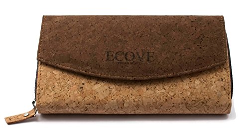 ECOVE - hochwertiges Damen-Portemonnaie aus Kork mit über 14 Fächern - 20cm x 11cm