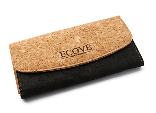 ECOVE - elegante Kork Damengeldbörse mit vielen Fächern - vegan -19cm x 10cm