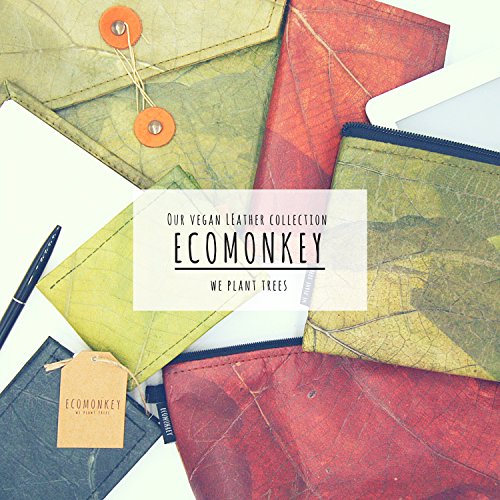 ECOMONKEY® ♻ Geldbörse vegan für Herren & Damen + klein & ohne Münzfach + veganes Leder (Kunstleder) aus Blättern + Slim Wallet + dünner Geldbeutel … (Grün) - 3