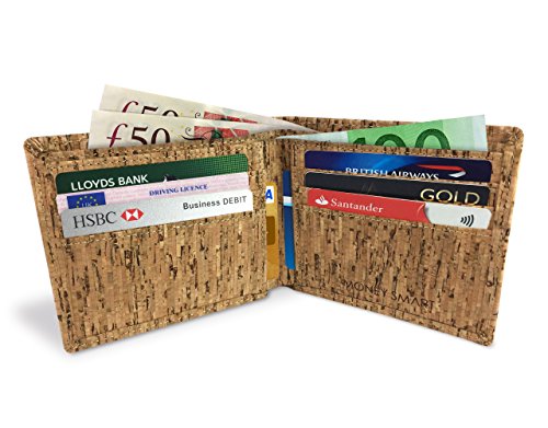 Lederfreie Geldbörse mit RFID-Schutz - klassisches & Vintage Design für Herren - aus natürlichem Kork hergestellt - stylishes Portemonnaie mit Kartenfächern & Geldscheinfach - vegan & umweltfreundlich - 2