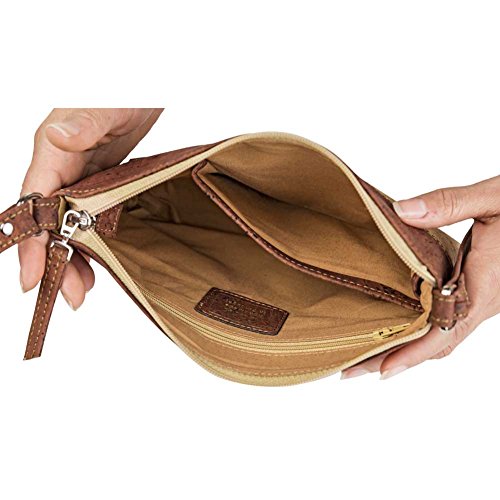 CORKOR Damen Umhängetasche Geldbeutel Schultertaschen Handtasche Schulter Natur-Leder Natur Veganer Korkleder Rot - 4