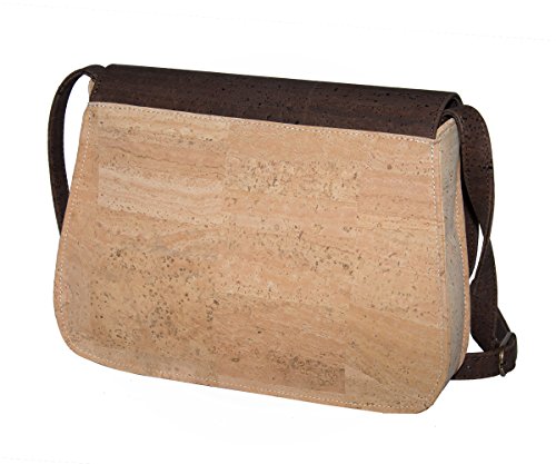 CorkLane Damen Handtasche Kork Umhängetasche Schultertasche Kurier Korkleder vegan aus Portugal Natur Beige - Braun - 2