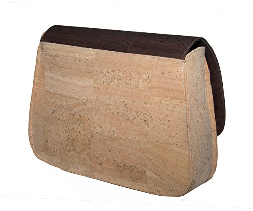 CorkLane Damen Handtasche Kork Umhängetasche Schultertasche Kurier Korkleder vegan aus Portugal Natur Beige - Braun - 6