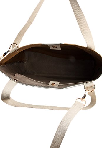 Adelheid Damen Glückspilz Streifen Einkaufstasche Veganes Leder Henkeltasche, Braun (Papierbraun), 10x45x40 cm - 4