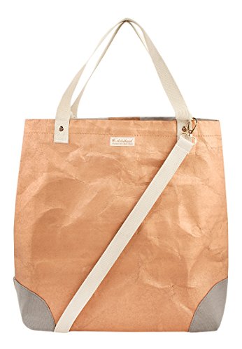 Adelheid Damen Herzallerliebst Streifen Einkaufstasche Vegan. Le. Henkeltasche, Grau (Silbergrau), 10x45x40 cm - 2