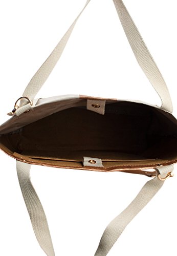 Adelheid Damen Herzallerliebst Streifen Einkaufstasche Vegan. Le. Henkeltasche, Grau (Silbergrau), 10x45x40 cm - 4