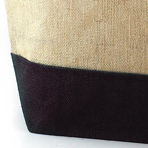 Lässiger modischer Fiji Jute Shopper schwarz von Kaufdichgruen I Strandtasche Umhängetasche Jutebeutel Shoppertasche Bag Tragetasche I nature veganes Accessoires I 47x34x15cm I Shopping Urlaub - 2