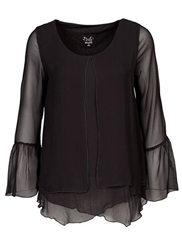 DAILY'S KLAUDIA Damen Blusenshirt mit Rundhalsausschnitt im Lagenlook aus Viskose und Elasthan - schwarz