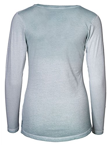 DAILY'S BELLA cold pigment dyed Damen Langarmshirt mit Rundhalsausschnitt und Knopfleiste aus 100% Bio-Baumwolle - soziale fair trade Kleidung, Mode vegan und nachhaltig Color glacier-blue, Size S - 2
