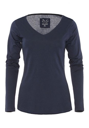 Essentials Damen Langarmshirt mit V-Ausschnitt aus 100% Baumwolle