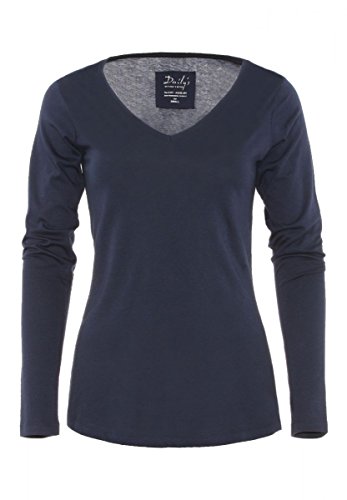 DAILY'S BAILEY Damen basic Langarmshirt mit V-Ausschnitt aus 100% Bio-Baumwolle - fair & nachhaltig - navy