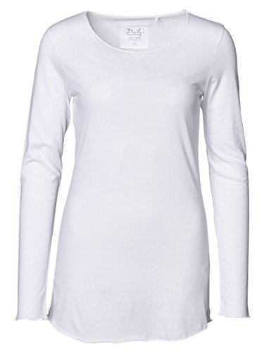 DAILY'S KEILA Damen Langarmshirt mit Überlänge aus Bio-Baumwolle - fair & nachhaltig - white / weiß