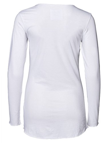 DAILY'S KEILA Damen Langarmshirt mit Überlänge und Rundhalsausschnitt aus Bio-Baumwolle - soziale fair trade Kleidung, Mode vegan und nachhaltig Color white, Size S - 2